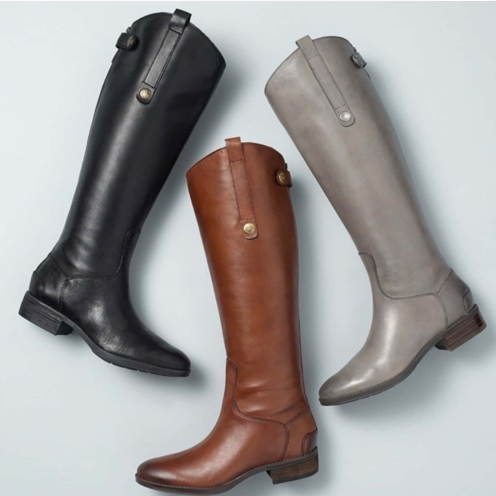 Sam Edelman Penny Black Leather Tall Military Riding Boots